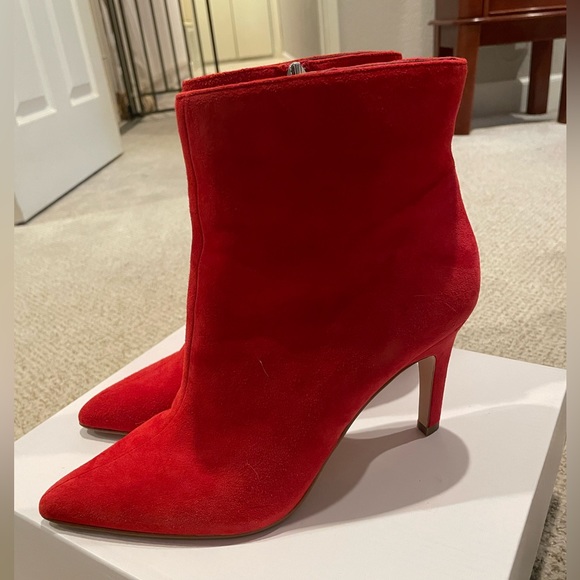 Leith Macee Holiday Red Suede Leather Boots Booties Heels Size 9 - Picture 4 of 12